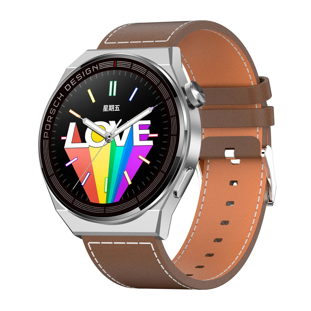 Black and silver smartwatch with offline payment, Bluetooth call, and fitness tracking on a 1.39-inch screen.