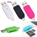 White OTG card reader with micro USB plug for Android phones and computers