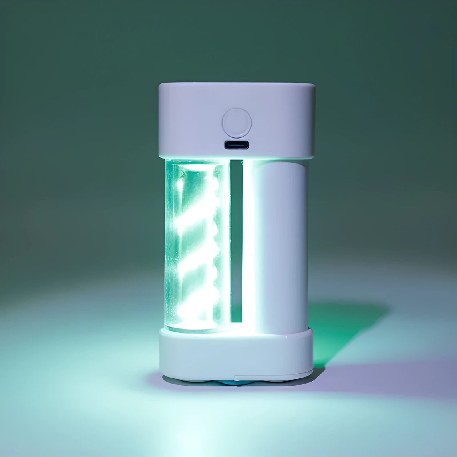 White ABS 5W rechargeable LED hanging camping light with USB cable