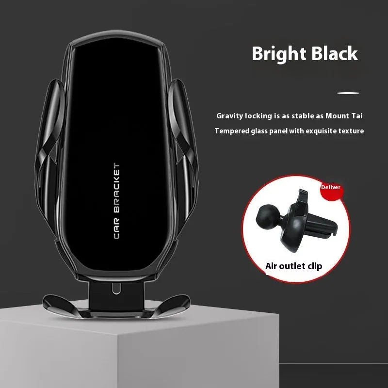 Car interior air outlet navigation support dashboard phone holder with wireless charging, black colour