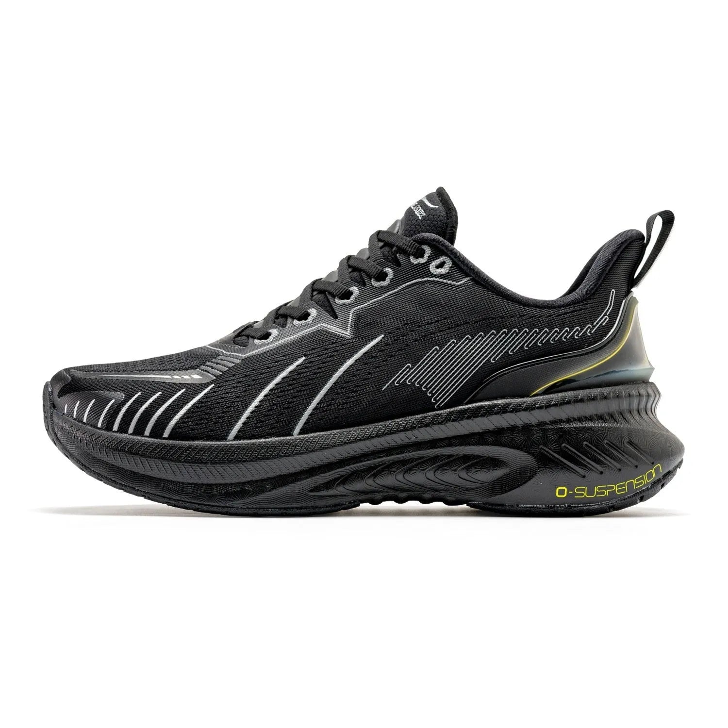 Low-top running sneakers in multiple colours with a striped pattern, PU mesh upper, and rubber sole.