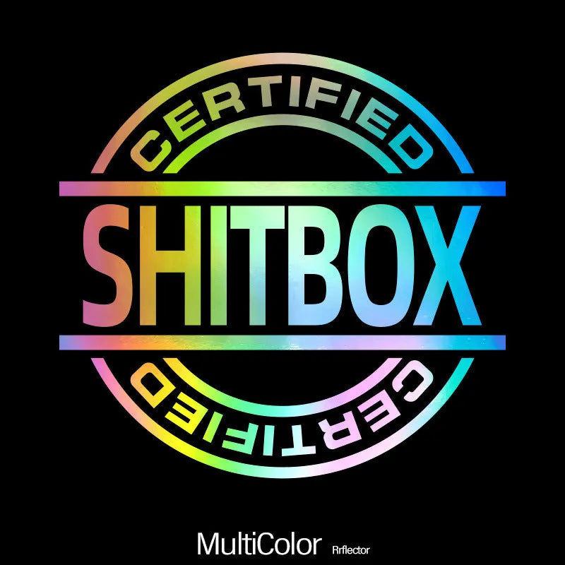 13x12cm vinyl car sticker showing colour options including glitter finish on vehicle door