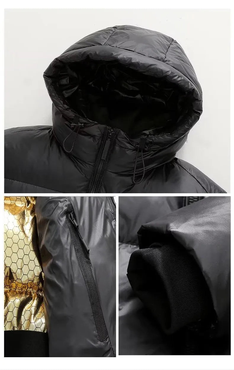 Thickened couple's cold-proof cardigan jacket in style 9956 with white duck down filling and chlorine fibre shell