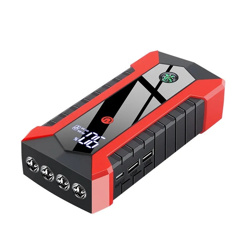 JX29Pro portable car emergency jump starter with 6000mAh battery and 2000A peak current on black background