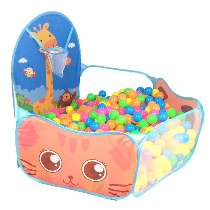 Folding children's cloth ball pit tent in blue, yellow, or pink for indoor and outdoor play