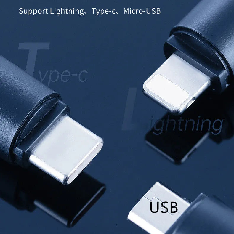 Black smartphone infrared emitter capsule with Lightning, Type-C and Micro-USB connectors