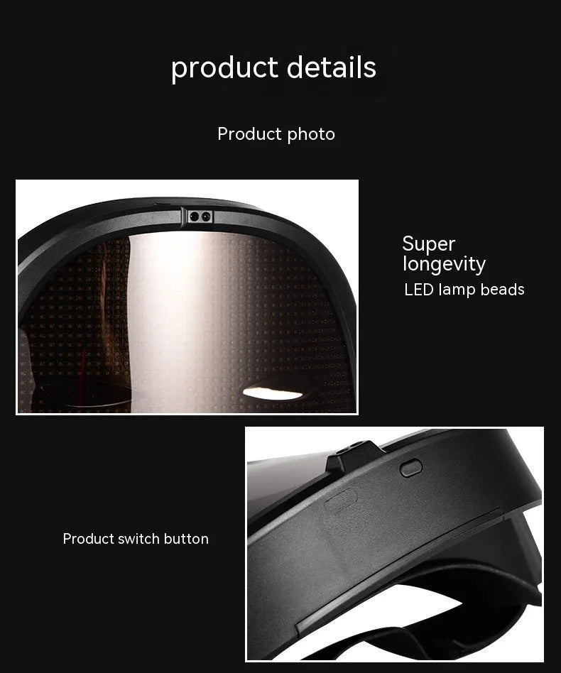 Avengers LED luminous face mask with electronic display showing gesture control sensor
