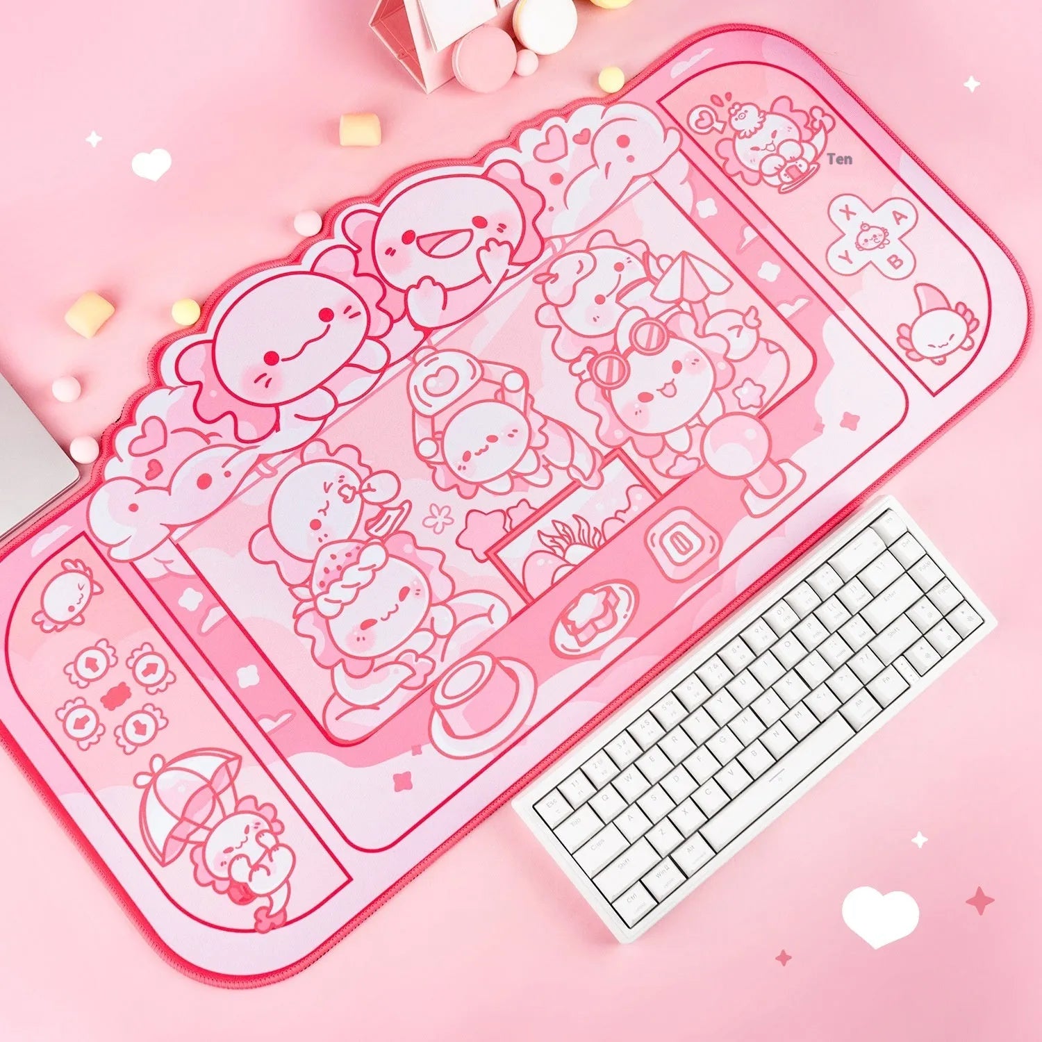 Hexagonal dragon crane machine anime design large cloth gaming mouse pad 75x40cm with wrist support