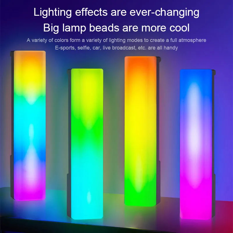 3D RGB voice-activated rhythm ambiance lamp in black or white shell with USB cable
