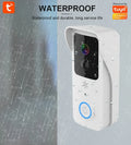 Black or white smart waterproof HD visual doorbell with camera and intercom for outdoor security.