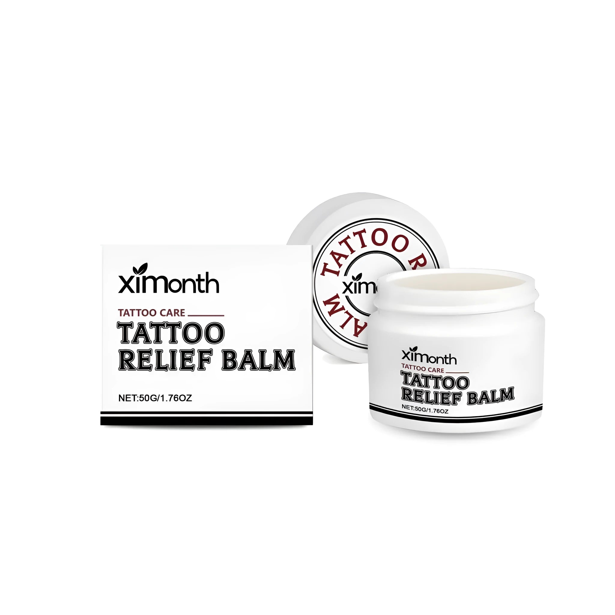 A 50g tube of tattoo relief and care cream containing shea butter and coconut oil.