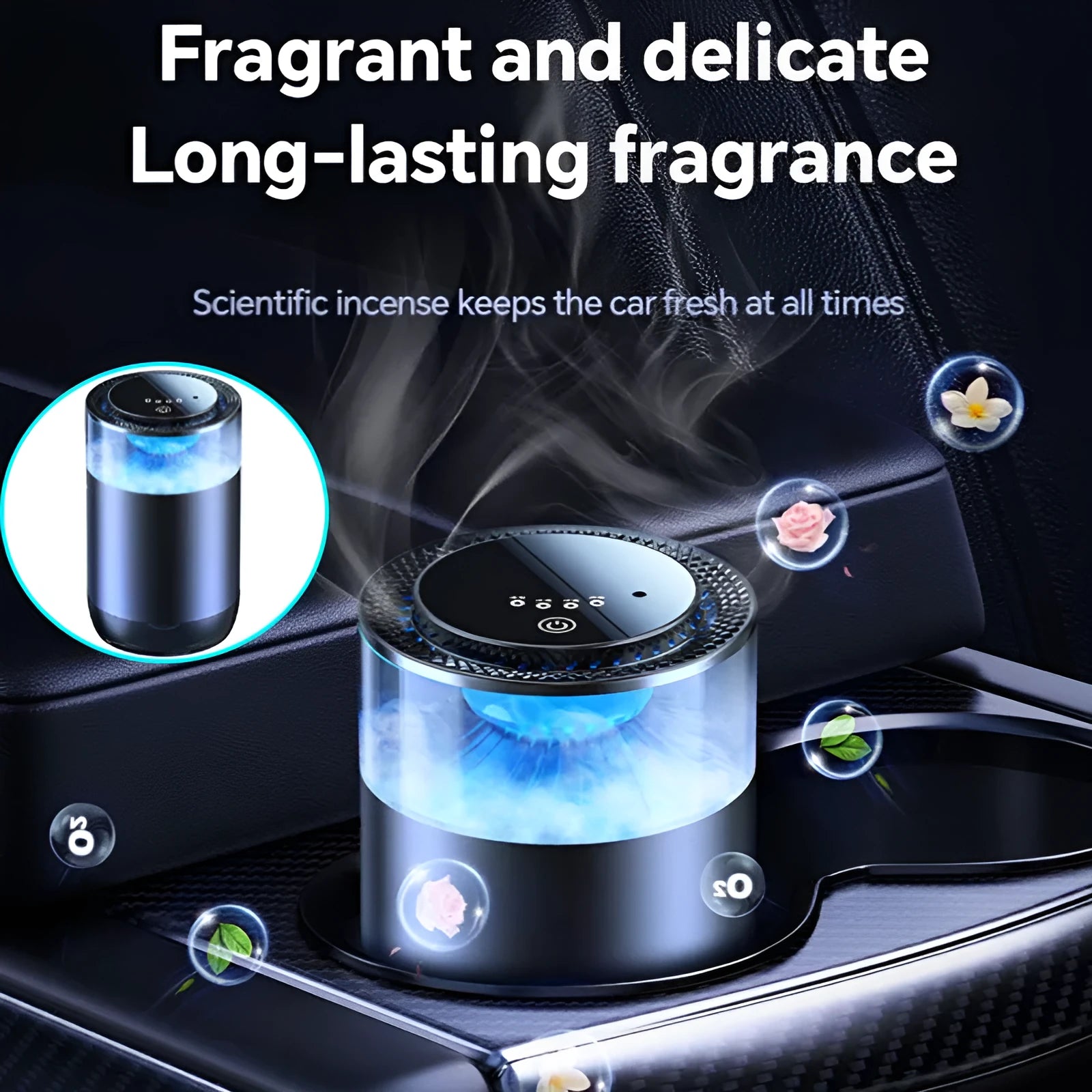 Car aromatherapy diffuser cloud mist air freshener with intelligent mode for RVs trucks sedans