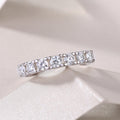 Lucky moissanite wedding ring set in S925 silver with platinum plating, sizes 5-9, gift box and GRA certificate.