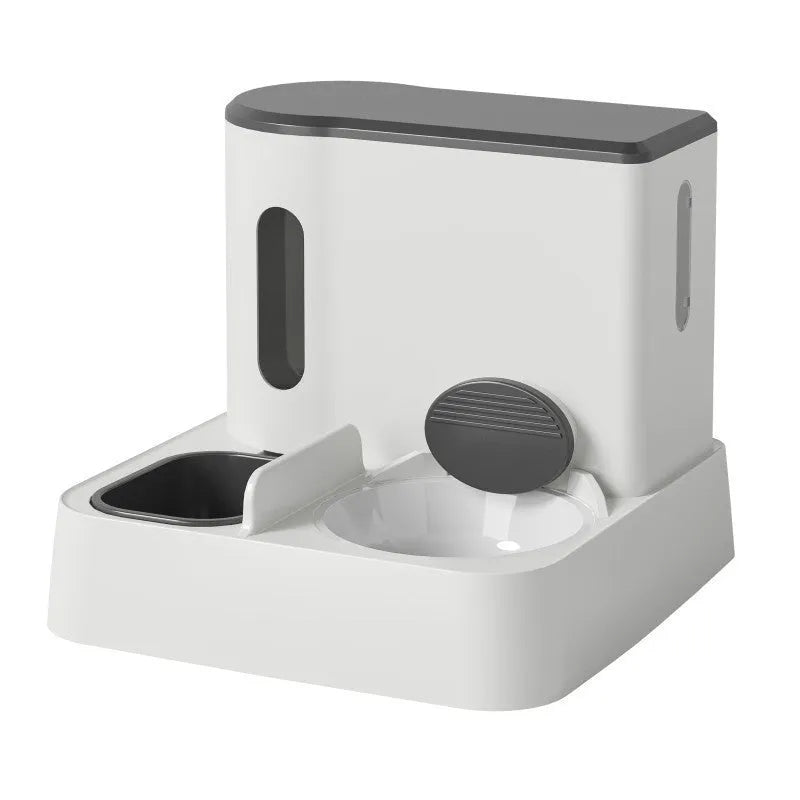 Automatic cat feeder and water dispenser station with double bowl design
