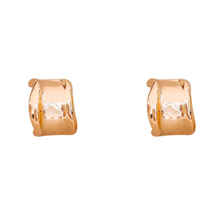 Retro geometric alloy ear studs for women, silver needle finish, electroplated