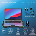 Laptop cooling pad with six large fans, RGB lighting, and ergonomic adjustable stand for 12-21 inch notebook computers
