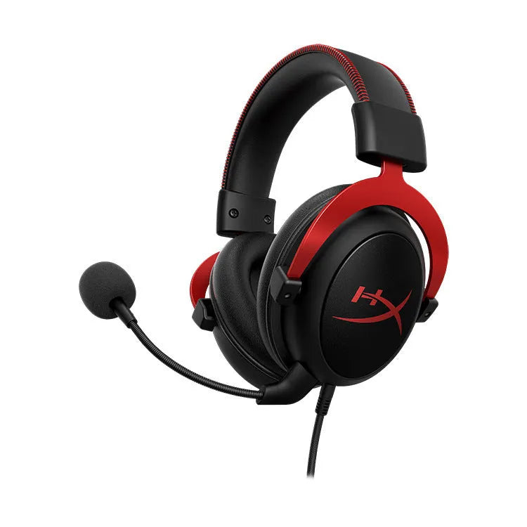 Hurricane 2 wired gaming headset with detachable microphone on a black and red headband.