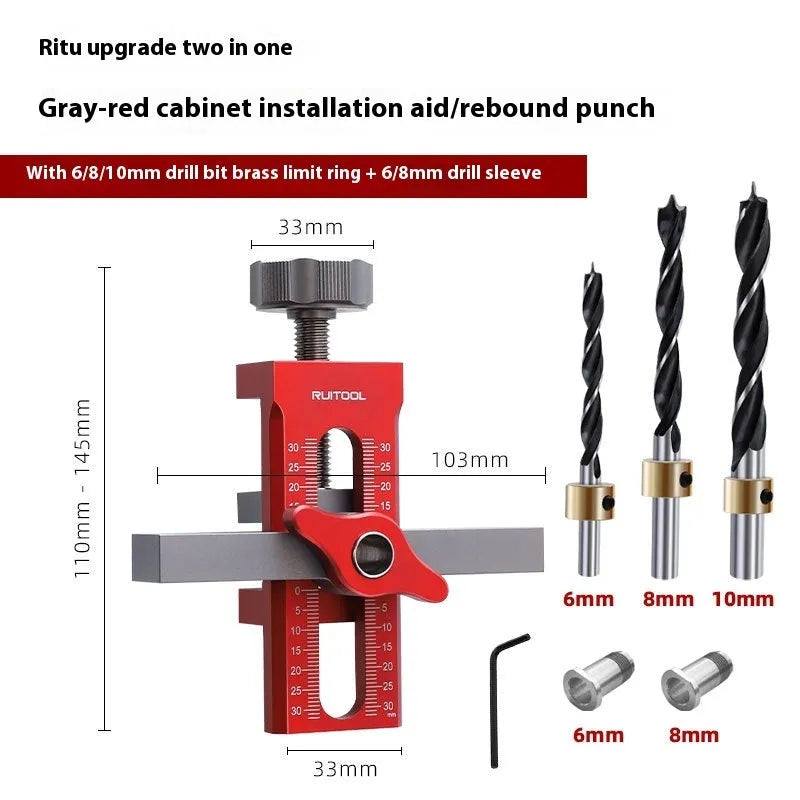 Aluminium alloy cabinet door installation tool with diamond drill bit for woodworking projects