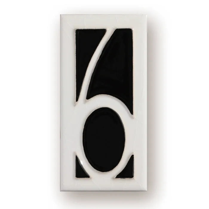 Handmade retro ceramic doorplate with enamel art number, measuring 76 by 152mm.