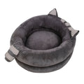 Plush dog bed mat in grey with non-skid bottom, size S 35x35x18cm, for small dogs and kittens