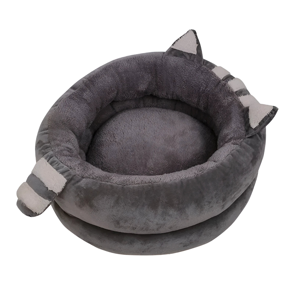 Plush dog bed mat in grey with non-skid bottom, size S 35x35x18cm, for small dogs and kittens