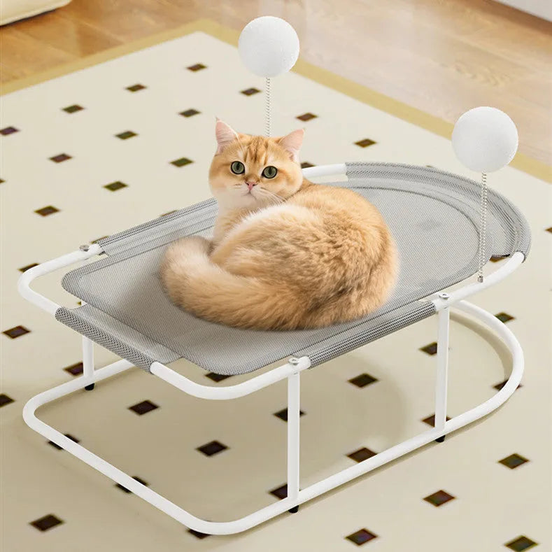 Large grey fabric pet kennel with bracket design for cats and small dogs.