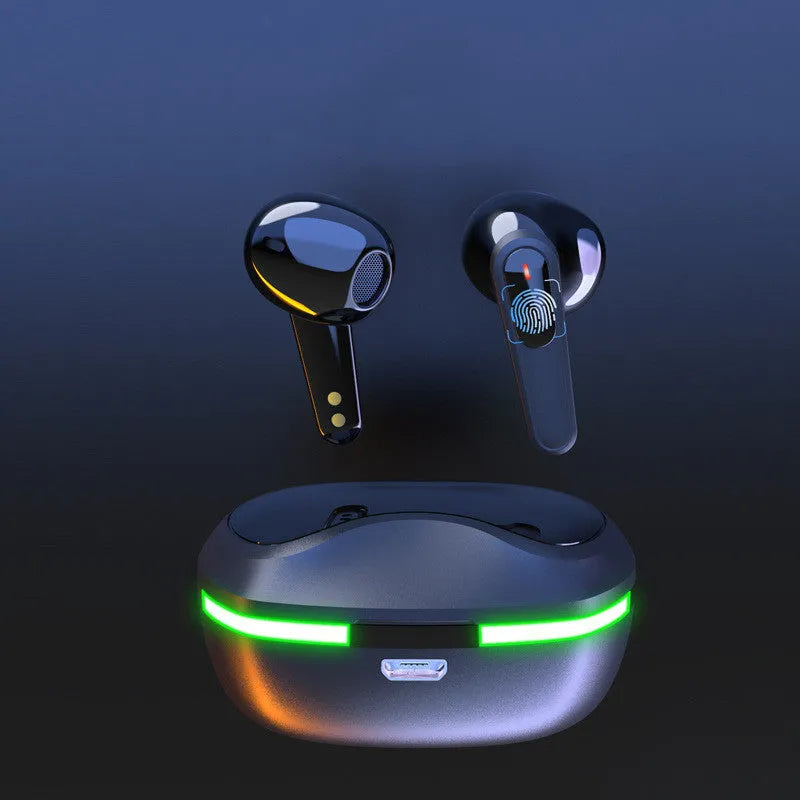 Black Bluetooth headset with half-in-ear design for outdoor running and mountaineering use