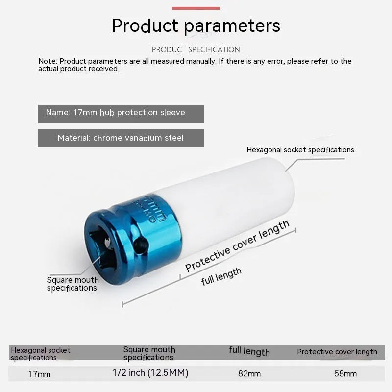 A single 45# steel hexagon impact socket for pneumatic wrenches, shown in one of four available sizes.