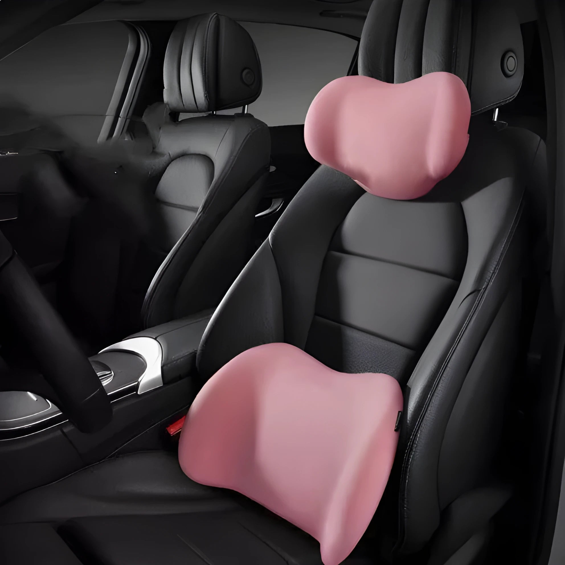 Memory cotton car headrest and back cushion set in choice of colours for driving comfort