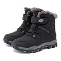 Hobby Bear children's black waterproof martin boots with a magic buckle and textured rubber sole.