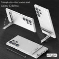 Ultra-thin frosted PC Samsung S23 phone case with built-in bracket in cool black, dark night green, dream purple, and elegant silver