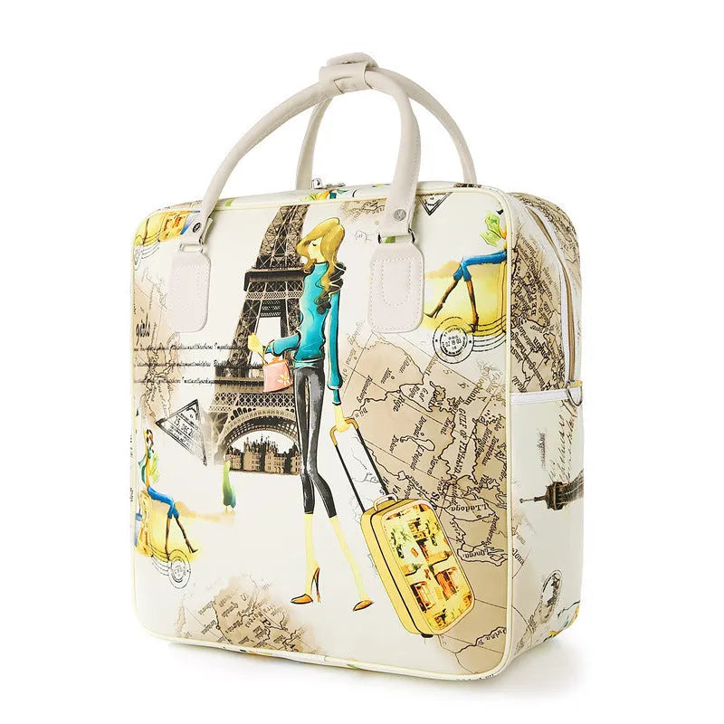 Medium waterproof PU leather travel handbag with cartoon cute design and three-dimensional pockets
