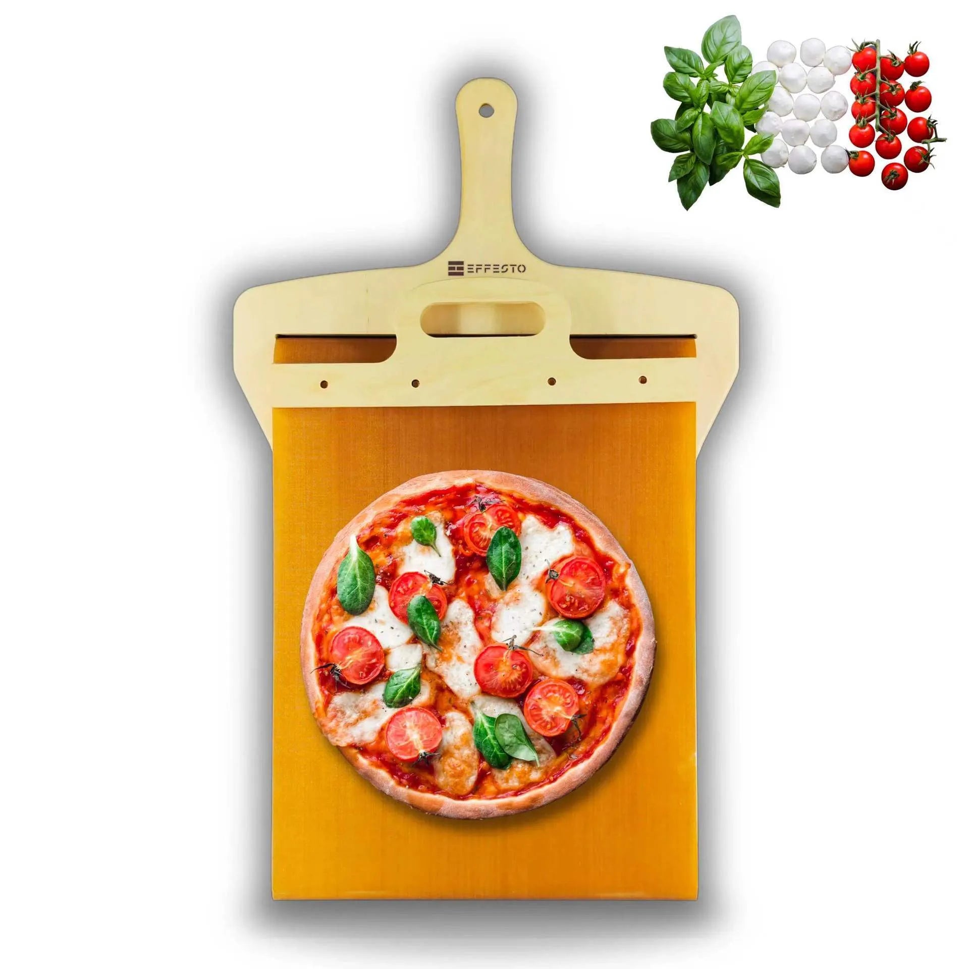 White food-grade PP plastic pizza transfer shovel with handle and hanging hole.