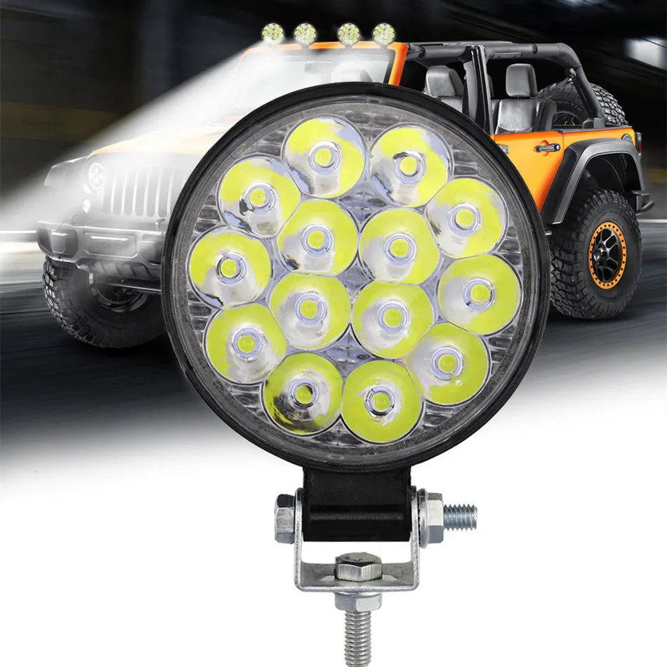 White aluminium LED work lights with round design for automotive and vehicle lighting applications