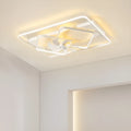 Modern thin suction ceiling fan lamp with acrylic light shade and plastic blades, 1100mm diameter