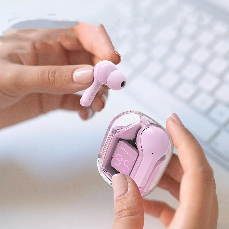Mini wireless Bluetooth headset with LED power display in five colour options with silicone protective case