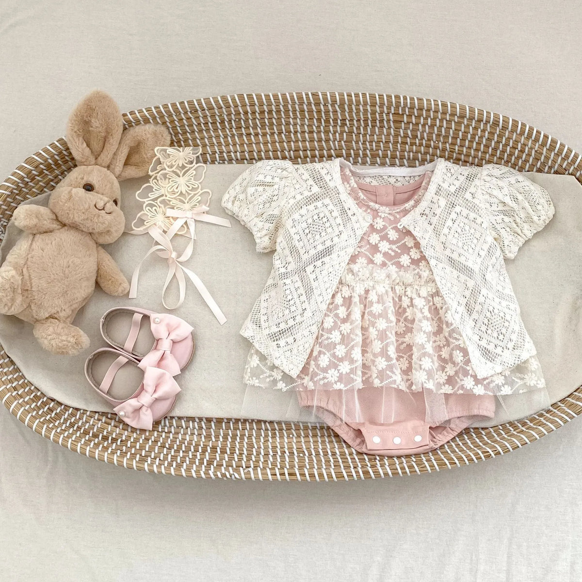 Baby girl matte pink mesh jumpsuit, cotton blend short sleeve no hood pullover romper, sizes 66cm to 100cm