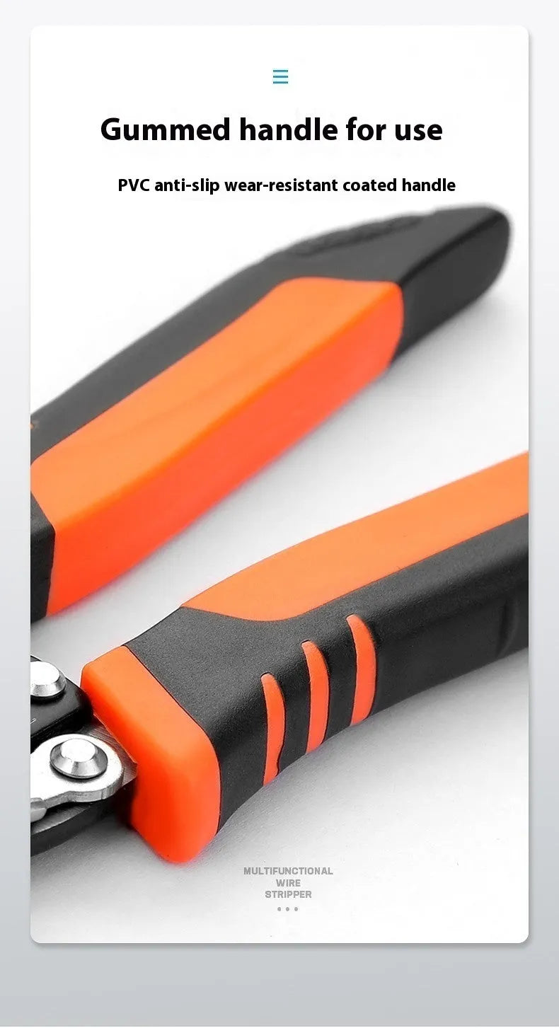 Fully automatic wire stripping pliers tool with high carbon steel blades