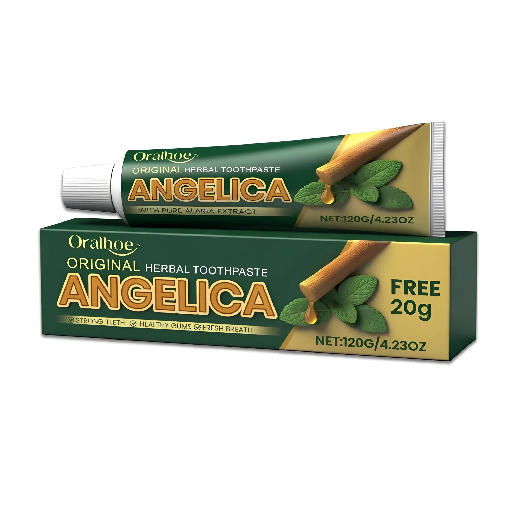 120g tube of herbal toothpaste with mint and baking soda.