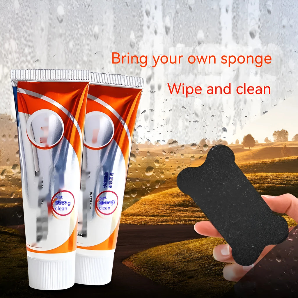 65ml white car windshield cleaning paste in container with sponge applicator for glass oil stain removal