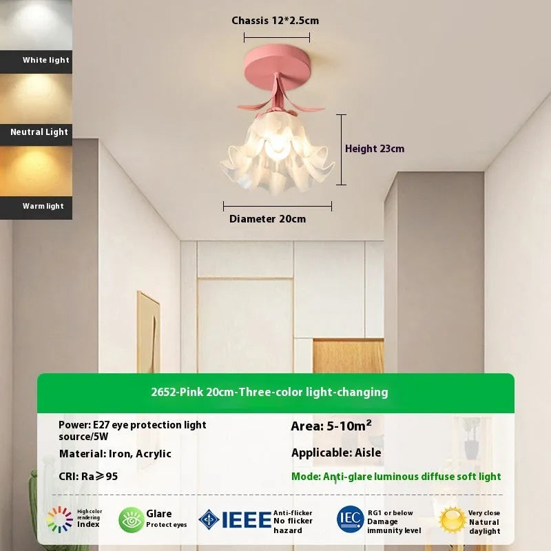 Cream Linglan Flower modern aisle corridor light with three-colour changing and dimming options