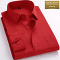 Men's long sleeve linen business shirt in pink diagonal pattern and solid red colour options