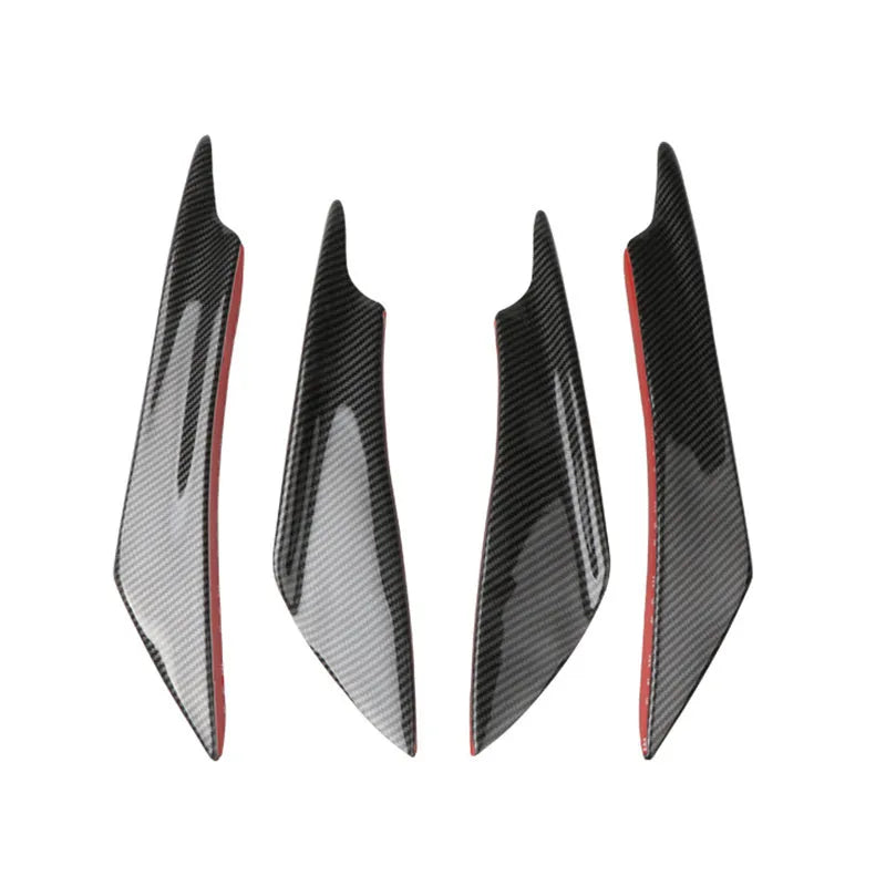Set of four carbon fibre look bumper air knife blades for automotive modification in various colour options