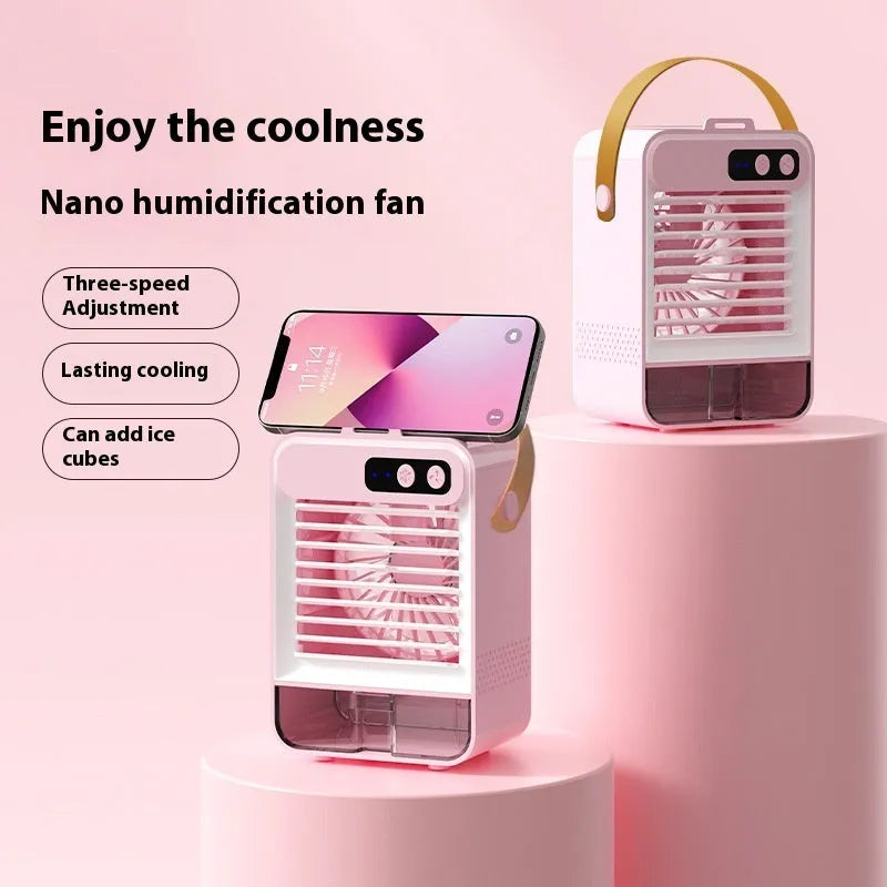 Dark green USB desktop air humidifier with compact design for dormitory or office use.