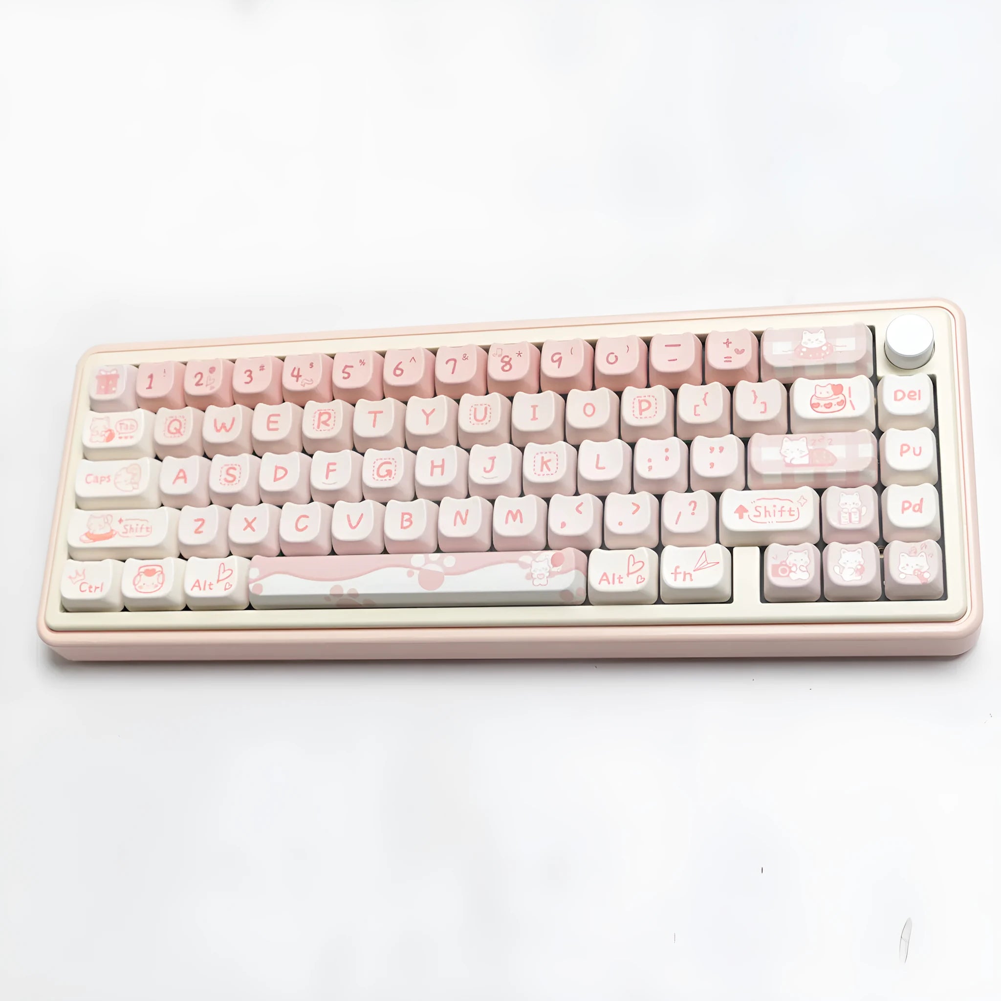 Full set of PBT dye-sublimated key caps for mechanical keyboard, showing vibrant colours and over 98 keys.