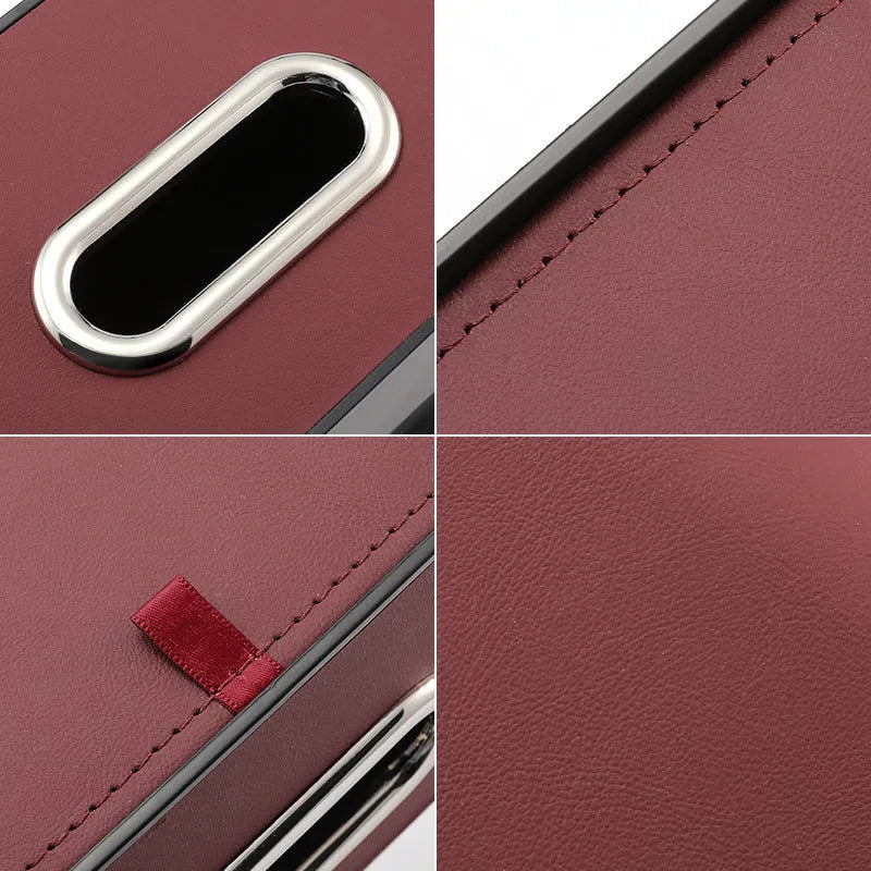 Genuine leather car tissue box holder with water cup storage compartment