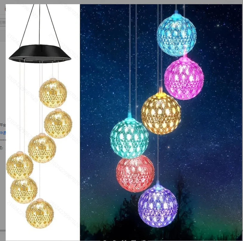 Solar wind chime LED garden lamp in APS resin plastic with solar panel and Ni-MH battery for outdoor courtyard decoration