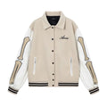 Women's woolen jacket with stickers bone embroidery in apricot colour, autumn winter outerwear