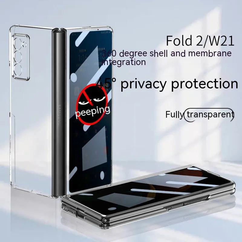 Samsung Galaxy Z Fold2 anti-peep PC hard back cover phone case in Misty Gold, Cool Black or Full Transparent