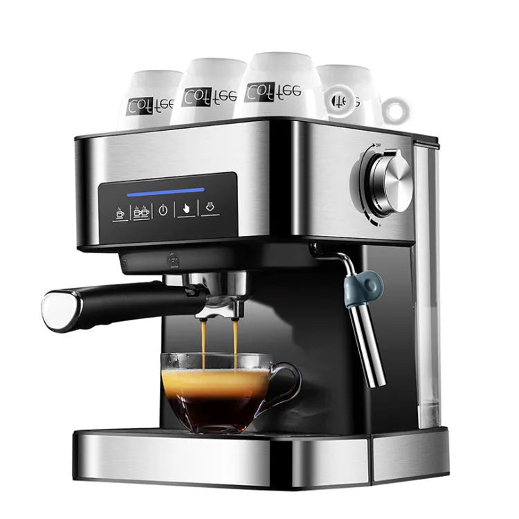 Home Smart Home espresso machine in black with steam milk frother, 1.6L tank, touch buttons, EU plug